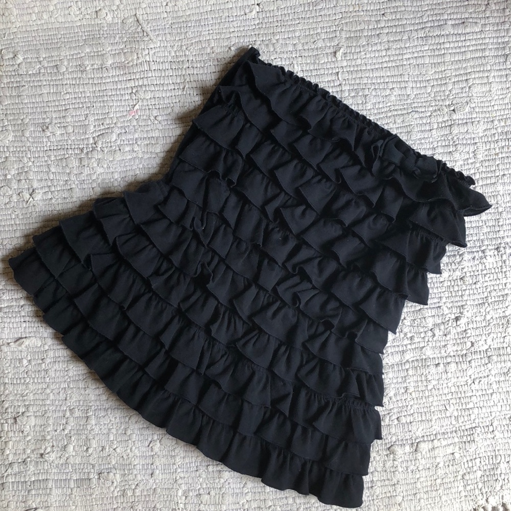 Navy ruffle tube top